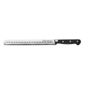 Нож слайсер кованый для нарезки рыбы, мяса 25 см черная рукоять ПОМ