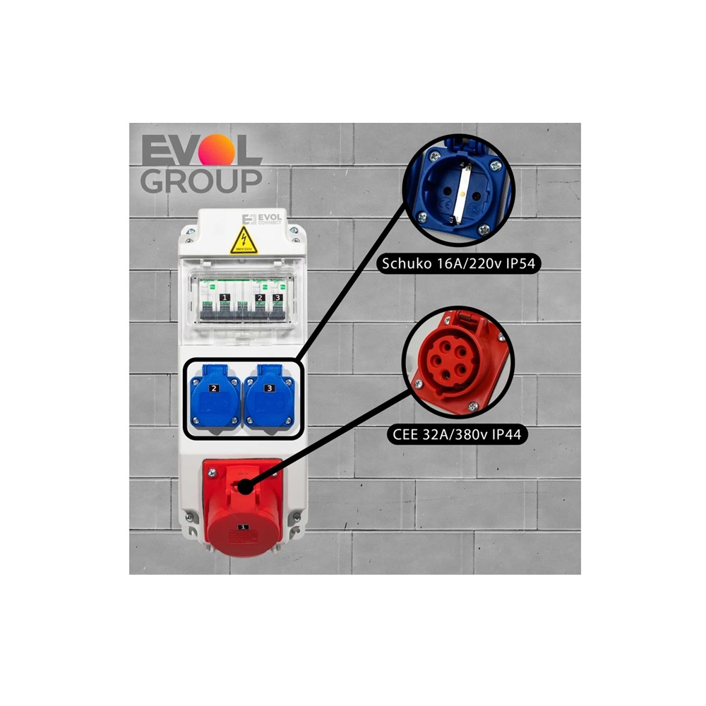 Навесной щит с розетками 220В + 380В  EVOL COMBOX 5 0101-003-1