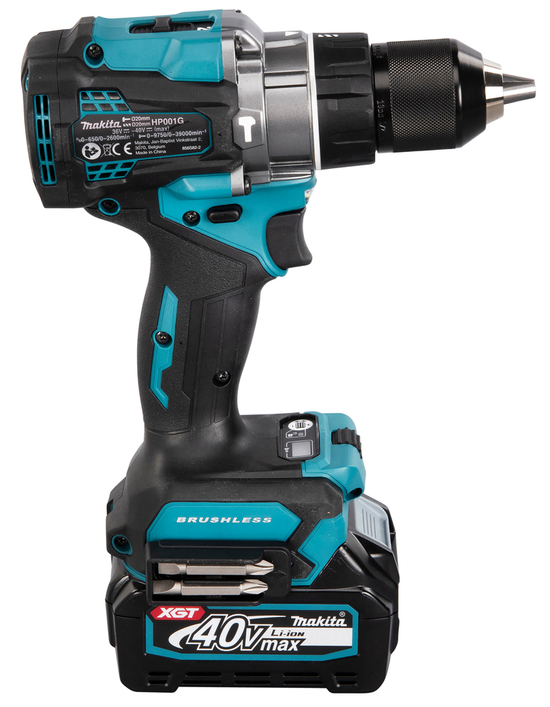 Ударная дрель-шуруповерт аккумуляторная для тяжелых работ Makita HP001GD201 XGT 40В, 2х2.5 Ач, 140 Нм, 2600 об/мин
