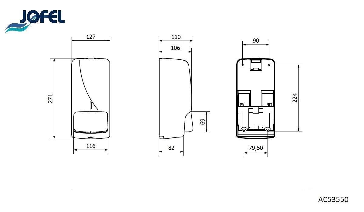 Дозатор для дезинфицирующих средств/мыла Jofel AC53550