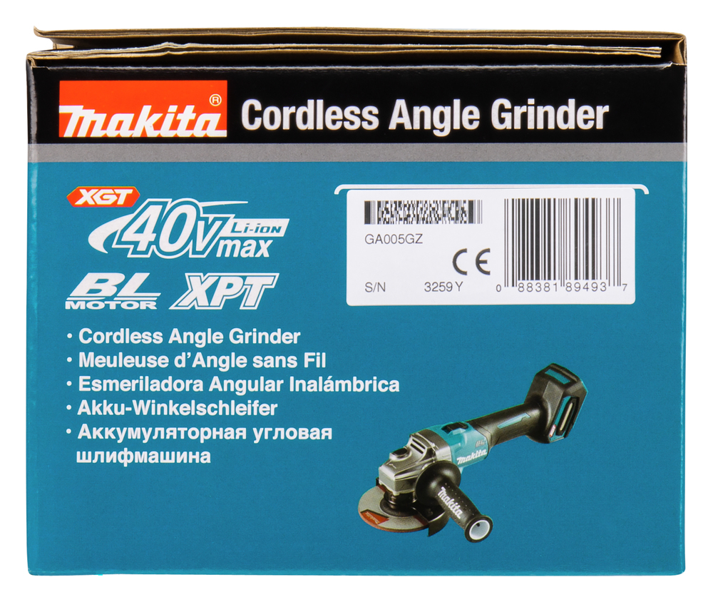 Угловая шлифмашина аккумуляторная Makita GA005GZ XGT BL 40В, 125 мм, 8500 об/мин, без акб и ЗУ