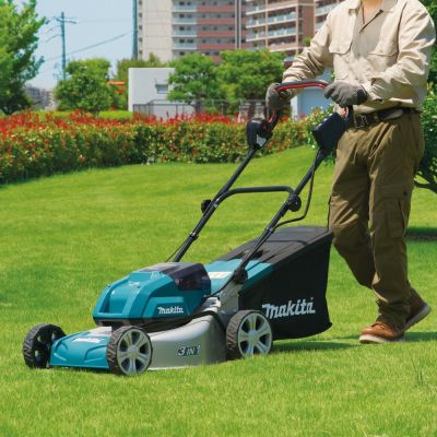 Газонокосилка аккумуляторная Makita DLM460PT2 LXT BL 2х18В, металлическая дека 46 см, травосбор 50 л, 3в1, BL1850Bx2 ш, без ЗУ