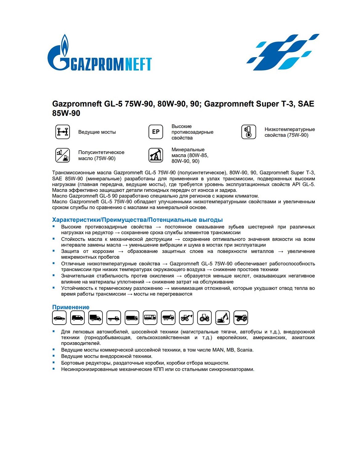 Трансмиссионное масло Gazpromneft GL-5 80W-90 1л