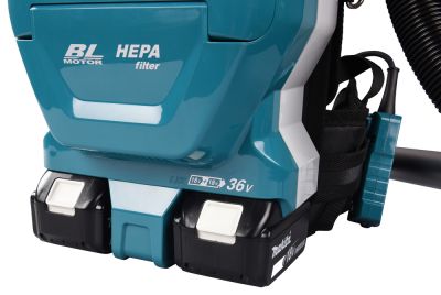 Пылесос ранцевый аккумуляторный Makita DVC261ZX11 LXT 18В X2, 110 мбар, 2 л, без акб и ЗУ