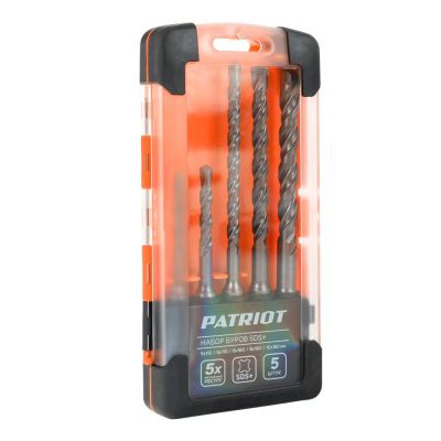 Набор буров PATRIOT SDS Plus, 5 шт -  5x110мм, 6x110мм, 6x160мм, 8x160мм, 10x160мм в боксе
