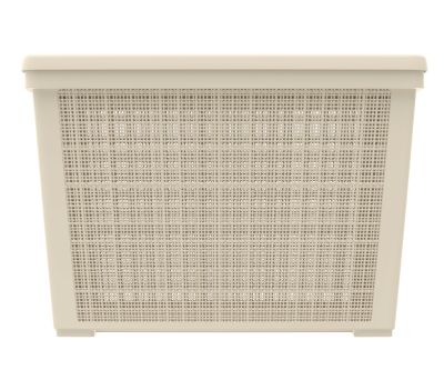 Плетёная корзина для хранения с крышкой «Лён» 65 л (568х400х391 мм) слоновая кость