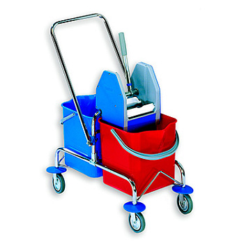 Уборочная тележка двухведерная на хромированной базе 5805