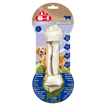 8in1 DELIGHTS Beef L косточка с говядиной для крупных собак 21 см