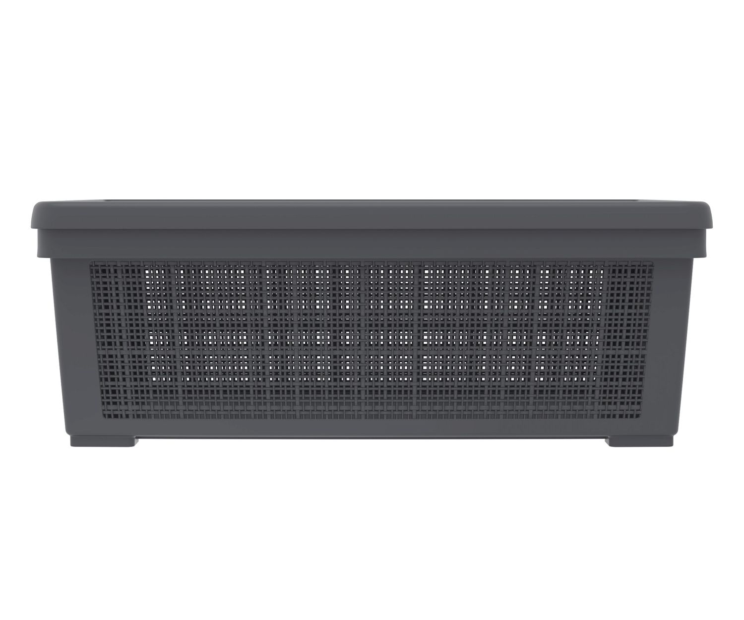 Плетёная корзина для хранения с крышкой «Лён» 35 л (568х400х203 мм) графит