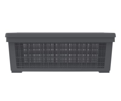 Плетёная корзина для хранения с крышкой «Лён» 35 л (568х400х203 мм) графит