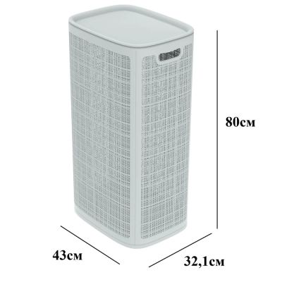 Плетёная корзина для белья сборная «Лён» 100 л (43х32.1х80 см) серый