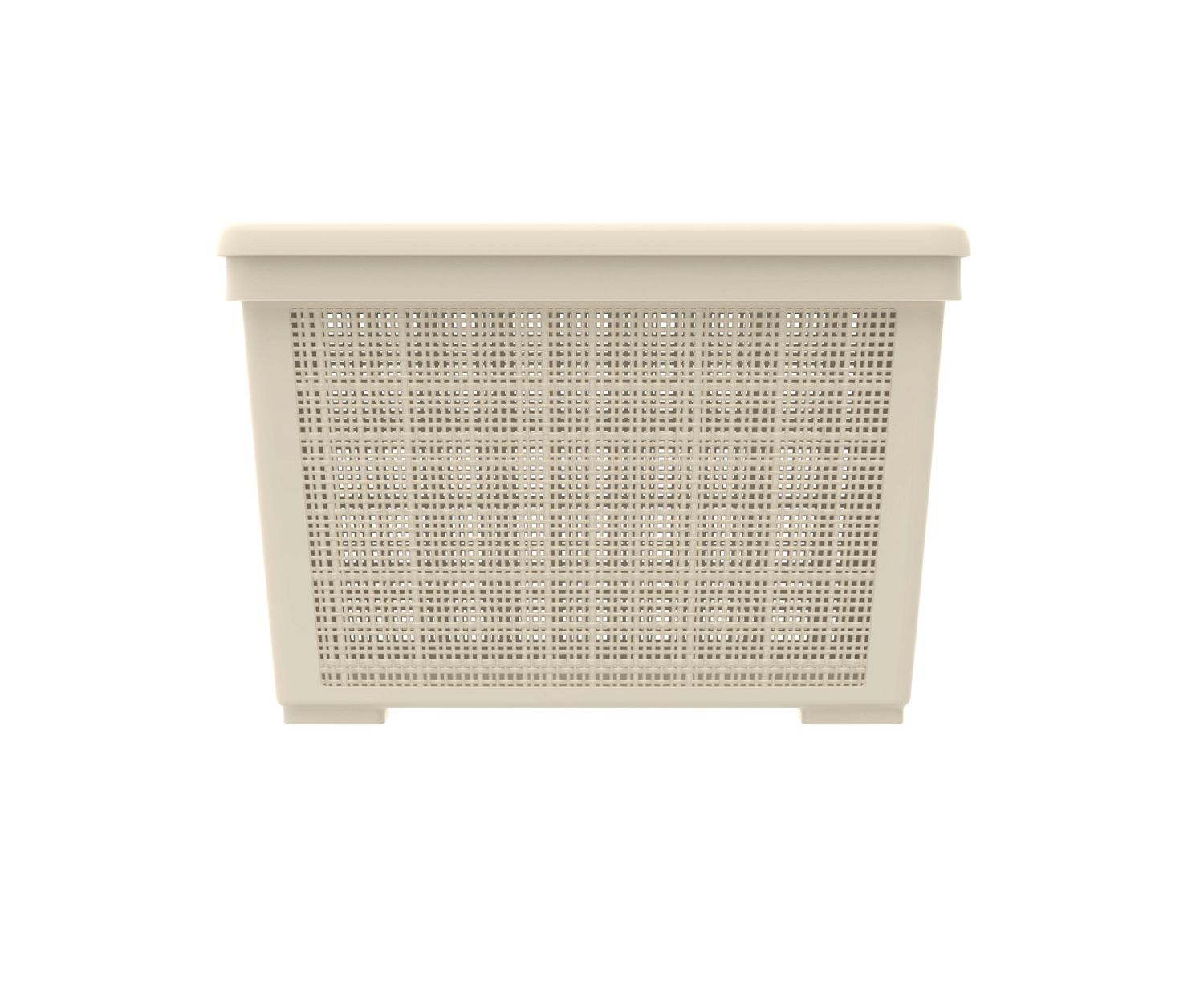 Плетёная корзина для хранения с крышкой «Лён» 22 л (400х284х264 мм) слоновая кость