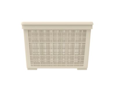 Плетёная корзина для хранения с крышкой «Лён» 22 л (400х284х264 мм) слоновая кость