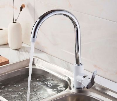 СМЕСИТЕЛЬ ДЛЯ КУХНИ LEDEME КАРТРИДЖ Д.35ММ,С ГАЙКОЙ, БЕЛЫЙ, L4003W