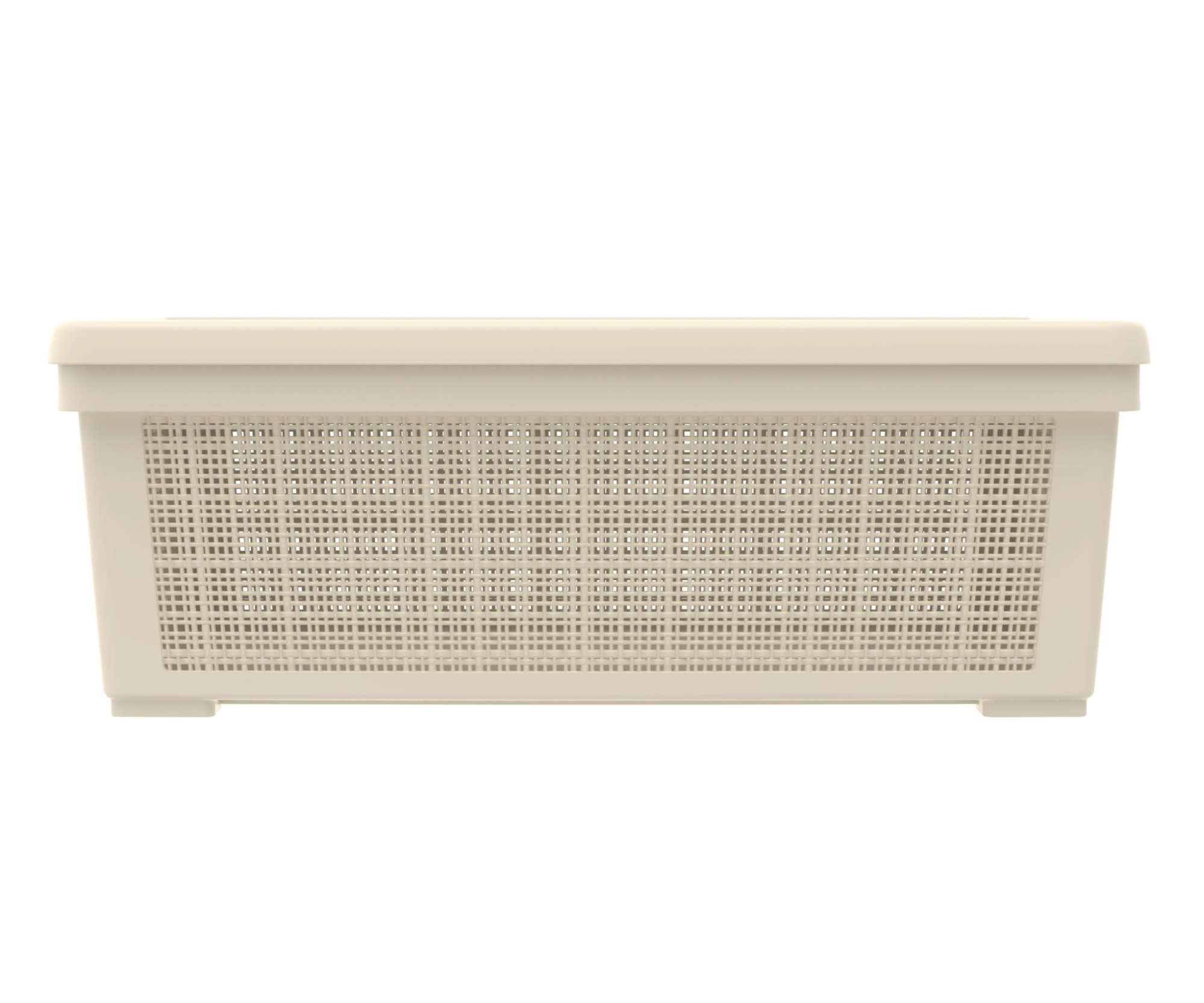 Плетёная корзина для хранения с крышкой «Лён» 35 л (568х400х203 мм) слоновая кость