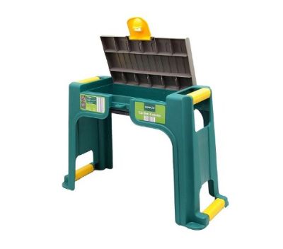 Скамейка-перевертыш садовая Helex с органайзером, зеленый/желтый