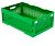 Ящик складной с перфорированными стенками и кнопками-фиксаторами АП 491 зеленый, комплект 7 штук