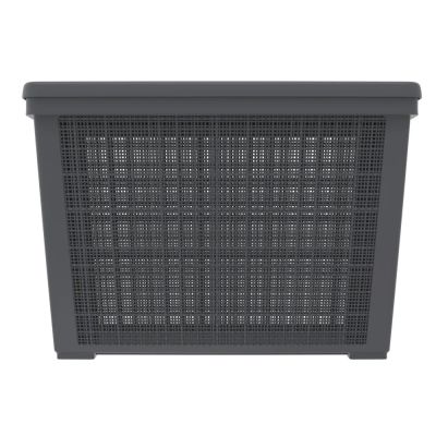 Плетёная корзина для хранения с крышкой «Лён» 65 л (568х400х391 мм) графит