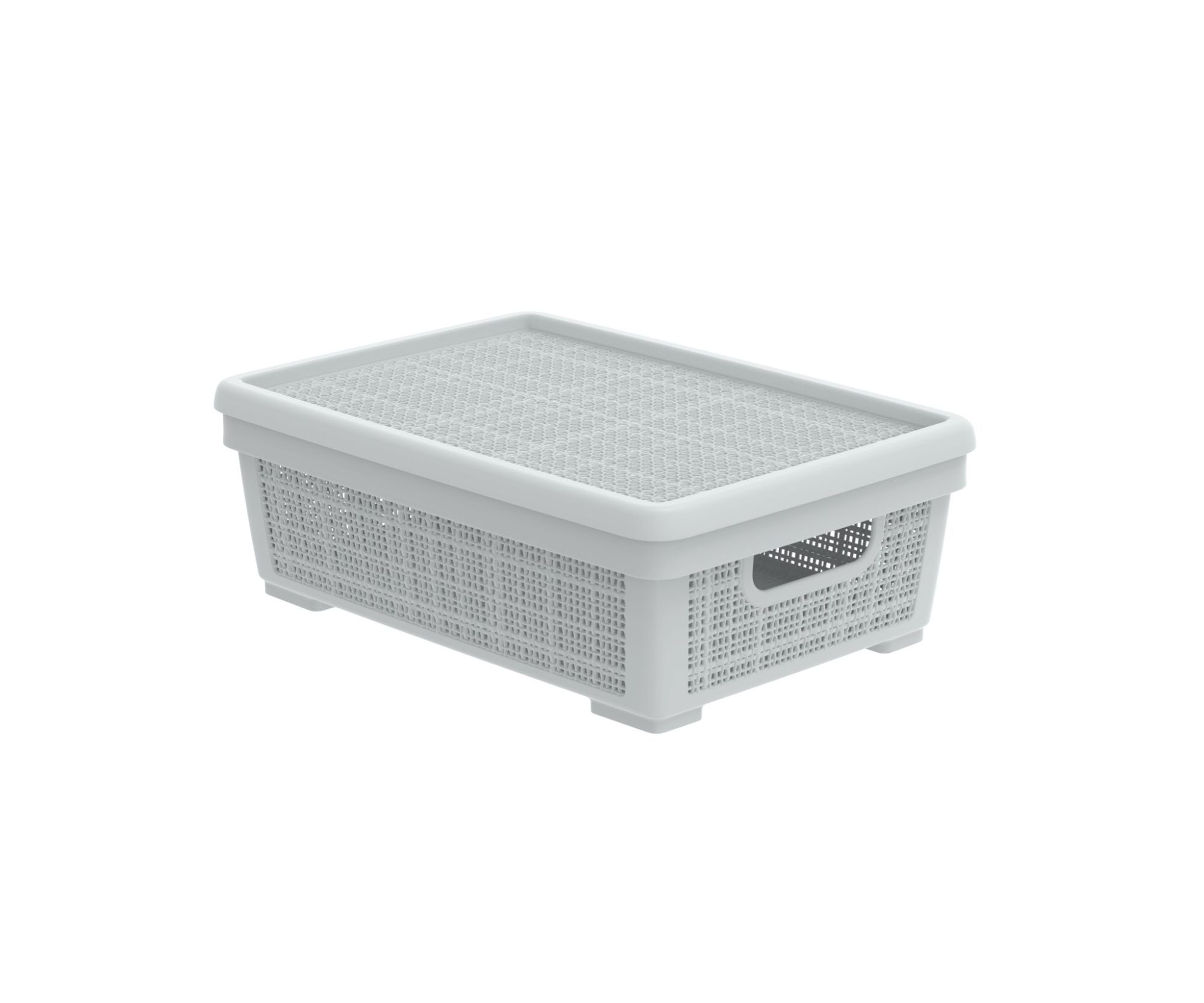 Плетёная корзина для хранения с крышкой «Лён» 11 л (400х284х137 мм) серый