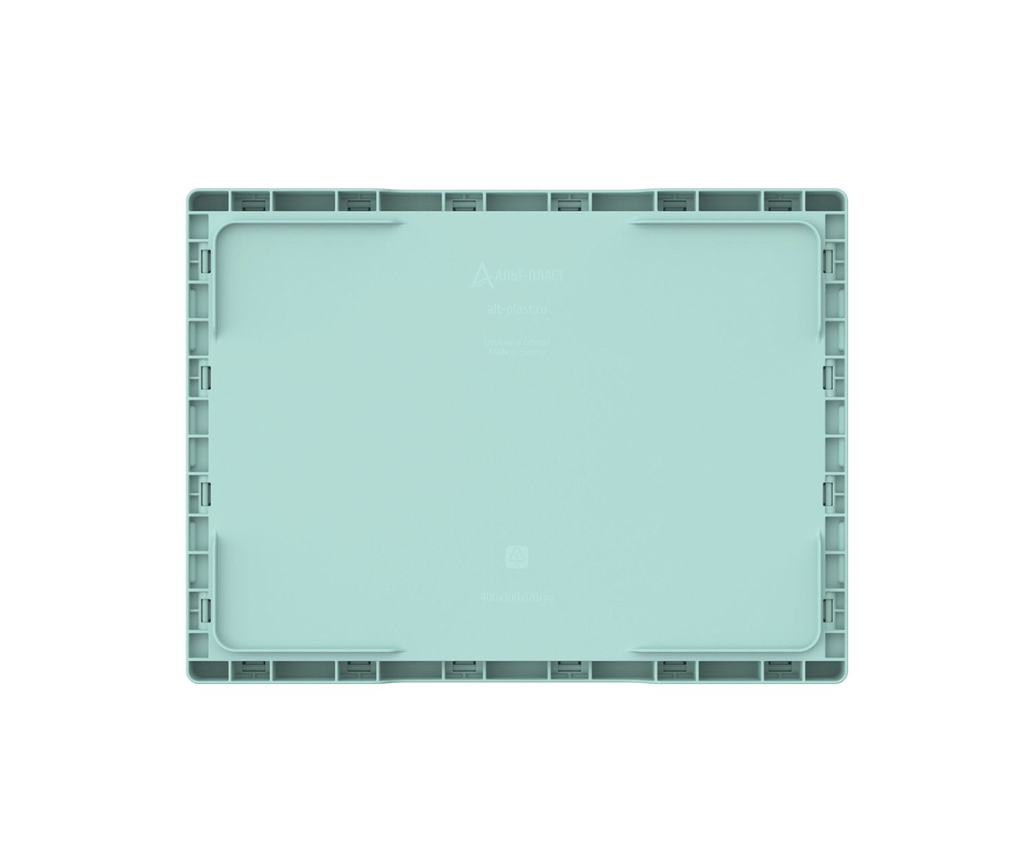 Ящик складной с перфорированными стенками и кнопками-фиксаторами (мята) АП 486, комплект 14 штук