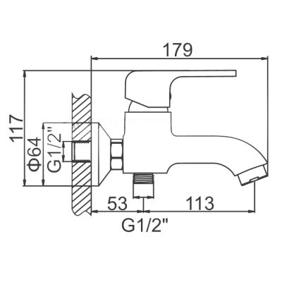 СМЕСИТЕЛЬ ДЛЯ ВАННЫ LEDEME L3244, КОРОТКИЙ ИЗЛИВ