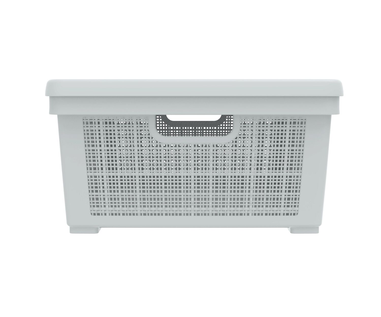 Плетёная корзина для хранения с крышкой «Лён» 35 л (568х400х203 мм) серый