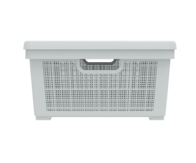 Плетёная корзина для хранения с крышкой «Лён» 35 л (568х400х203 мм) серый