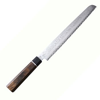Нож для хлеба SunCraft SENZO BLACK 22 см черная сталь