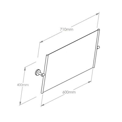 Зеркало настенное MERIDA с регулировкой угла наклона с боковым металлическим обрамлением (60х40) LU9B