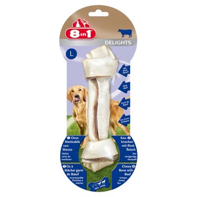 8in1 DELIGHTS Beef L косточка с говядиной для крупных собак 21 см