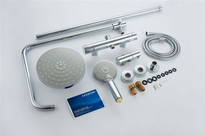 ДУШЕВАЯ СТОЙКА СО СМЕСИТЕЛЕМ LEDEME L2411, ТЕРМОСТАТ С ТРОПИЧЕСКИМ ДУШЕМ