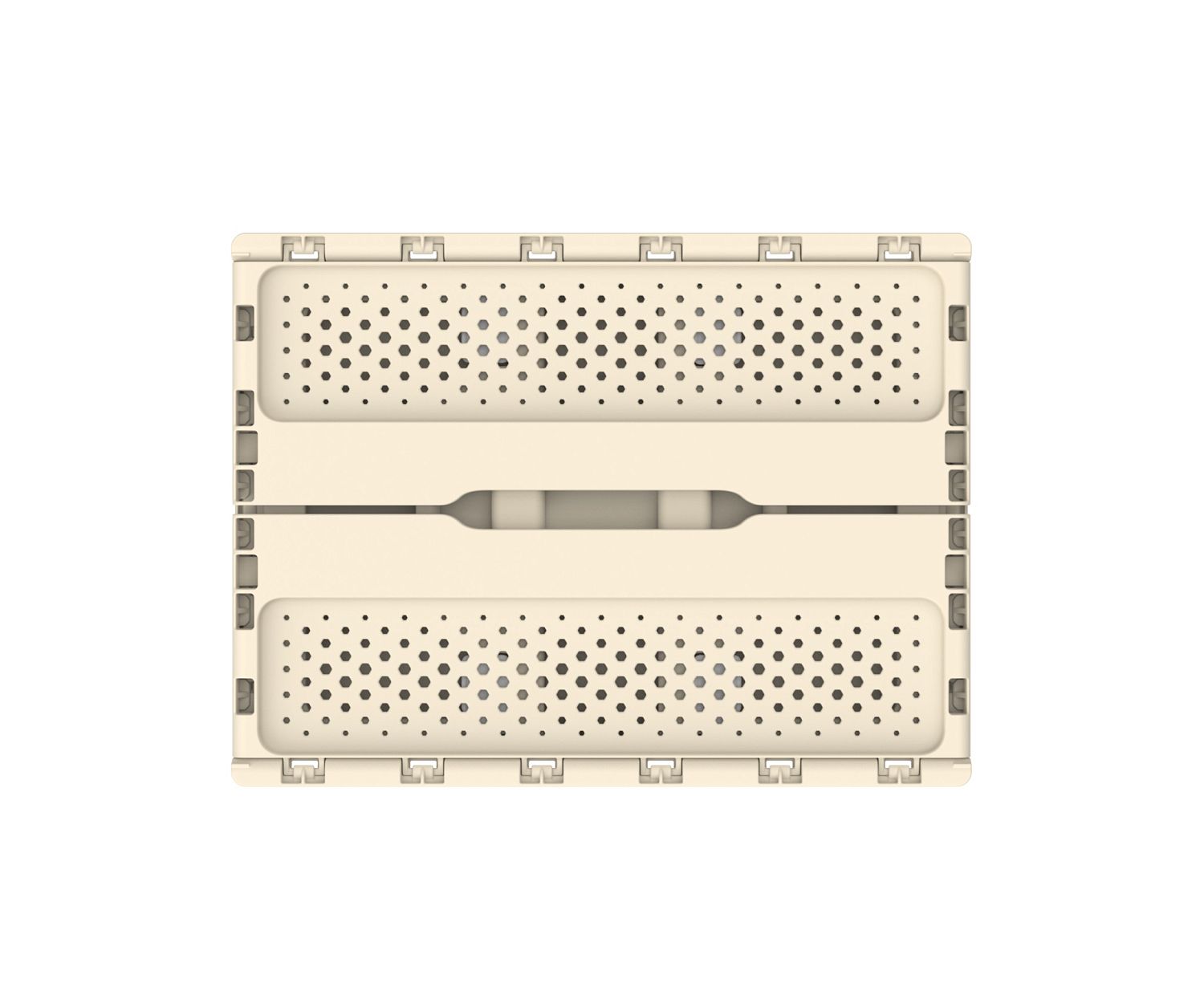 Ящик складной с перфорированными стенками и кнопками-фиксаторами (слоновая кость) АП 487, комплект 14 штук