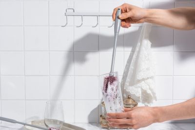 Силиконовая щетка для мытья бутылок широкая KF Pastel