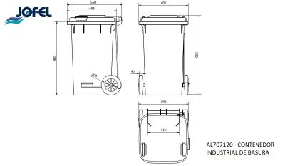 Мусоросборник промышленный Jofel AL707120  120 л