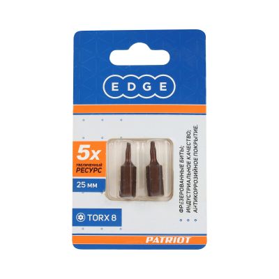 Бита EDGE by PATRIOT T8, сталь S2, длина 25 мм, 2 шт в блистере