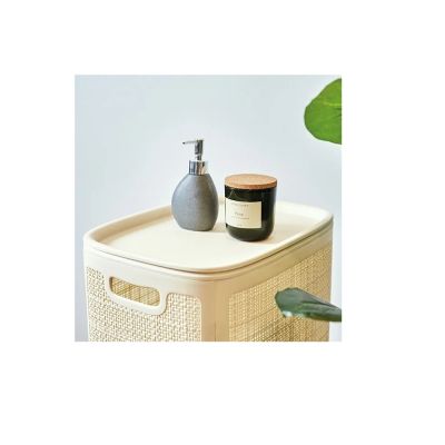 Плетёная корзина для белья сборная «Лён» 100 л (43х32.1х80 см) слоновая кость