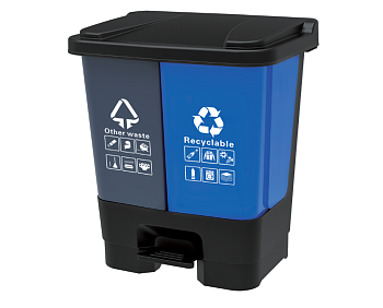 Контейнер для раздельного сбора отходов Jiwins с крышкой и педалью 2x20л.