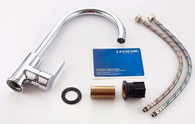 СМЕСИТЕЛЬ ДЛЯ КУХНИ LEDEME КАРТРИДЖ Д.35ММ,С ГАЙКОЙ, БЕЛЫЙ, L4003W