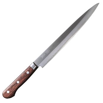 Нож слайсер для тонкой нарезки SunCraft SENZO CLAD 24 см коричневая рукоять