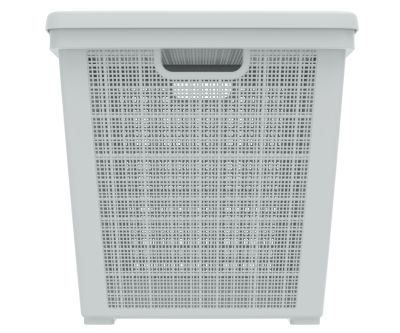 Плетёная корзина для хранения с крышкой «Лён» 65 л (568х400х391 мм) серый