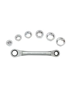 Ключ универсальный со сменными вставками 6 шт.(8-17 мм) с храповым механизмом WORKPRO