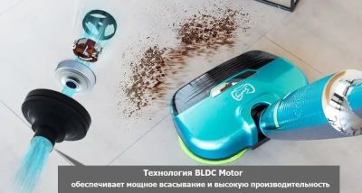 Беспроводной полотер - пылесос SWING-9500 голубой