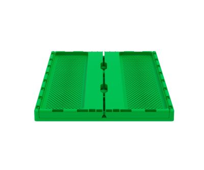 Ящик складной с перфорированными стенками и кнопками-фиксаторами АП 491 зеленый, комплект 7 штук