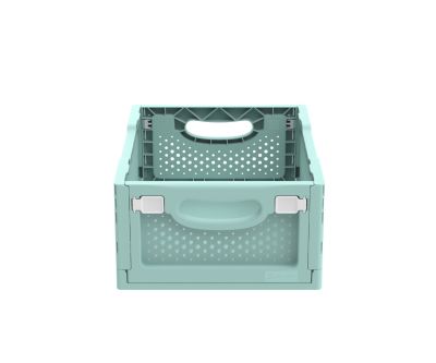 Ящик складной с перфорированными стенками и кнопками-фиксаторами (мята) АП 486, комплект 14 штук