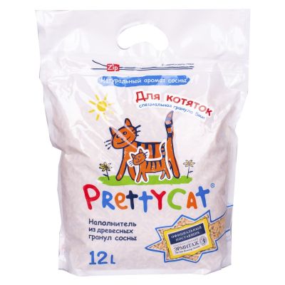 PrettyCat наполнитель древесный для котят Wood Granules 12 л