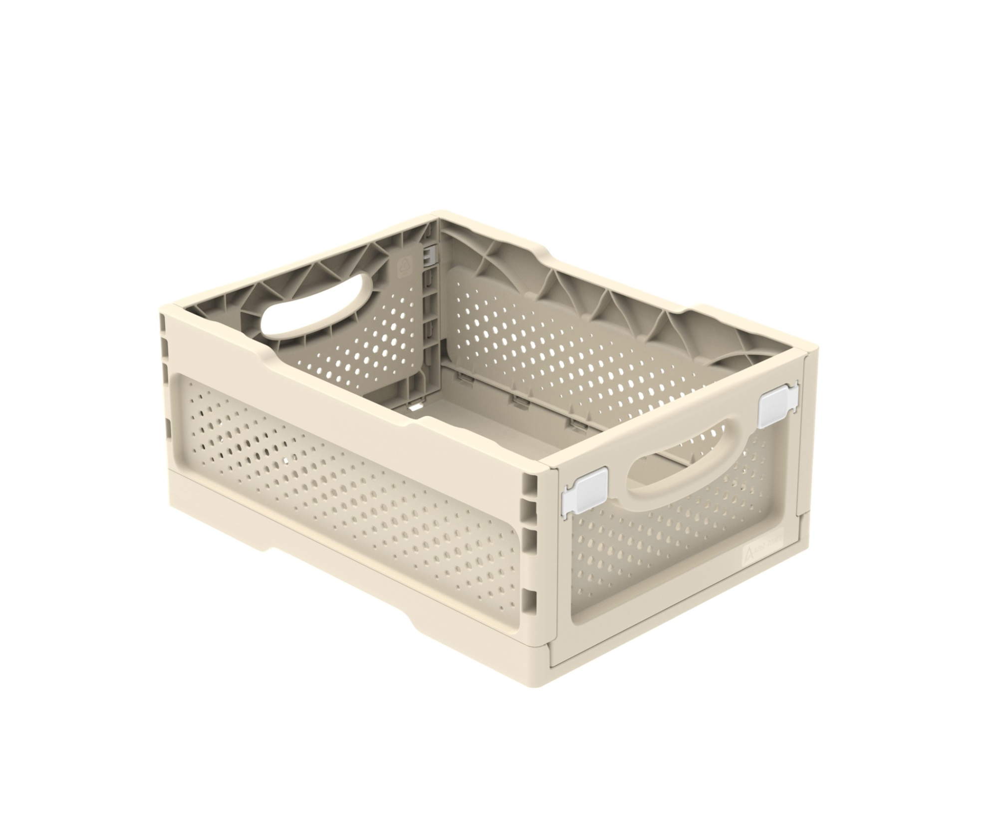Ящик складной с перфорированными стенками и кнопками-фиксаторами (слоновая кость) АП 487, комплект 14 штук