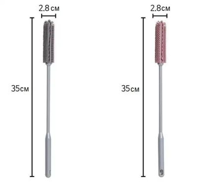 Силиконовая щетка для мытья бутылок тонкая KF Pastel