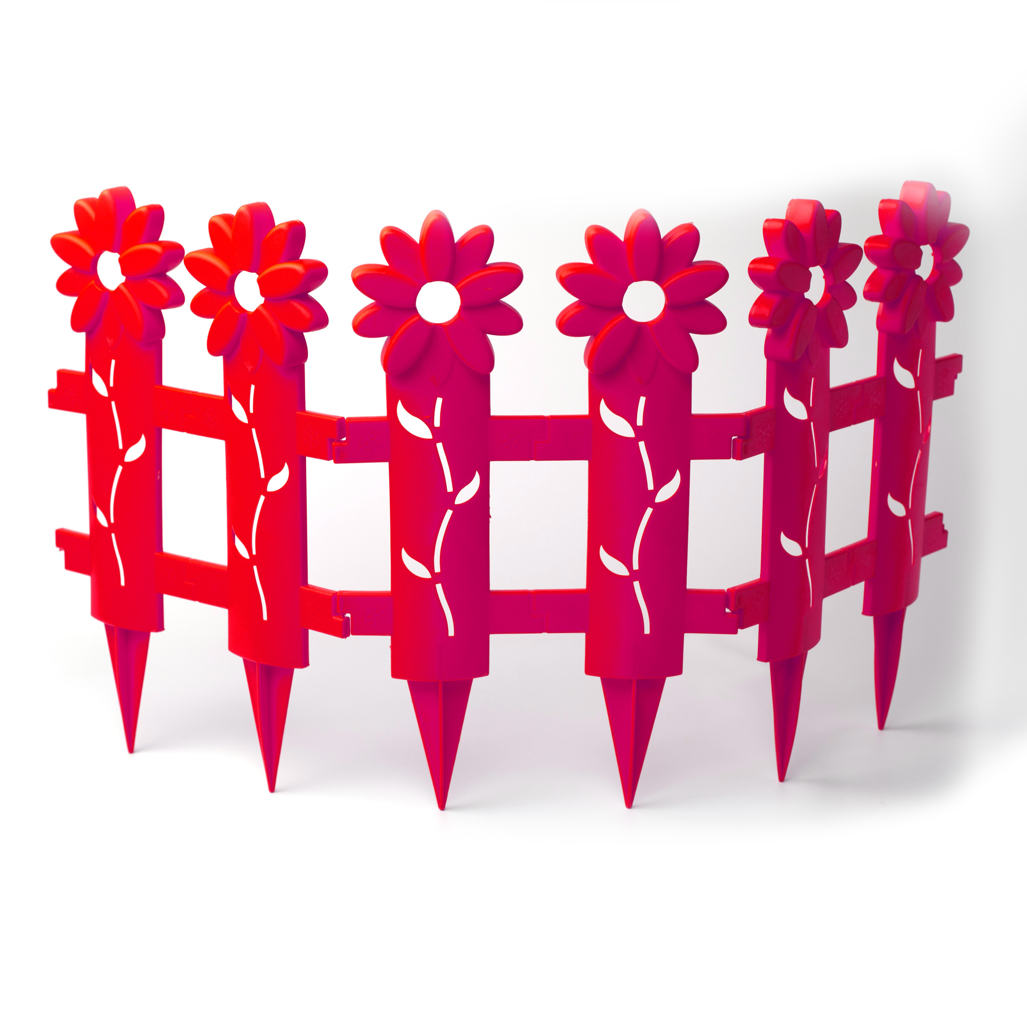 Заборчик декоративный "Ромашка" L-130см, 5 секций 41x26см, Малиновый