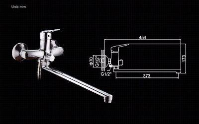 СМЕСИТЕЛЬ ДЛЯ ВАННЫ LEDEME L2251, ИЗЛИВ 400ММ