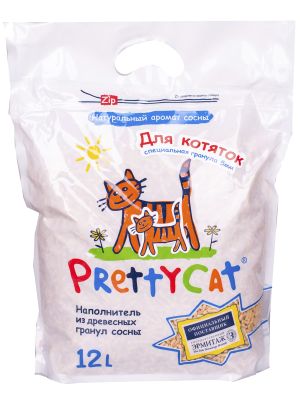 PrettyCat наполнитель древесный для котят Wood Granules 12 л